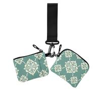 Bohemia India Vine Scroll Lot de 2 porte-cartes fins et portables pour femme avec poche zippée pour le travail et les voyages Vert clair, Bohemia India Rouleau de vigne Vert clair, 1 size, Décontracté
