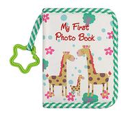 BOHEMIABY Album photo doux pour bébé - Album photo pour bébé - Peut contenir des photos de 10,2 x 15,2 cm - Mon premier album photo avec miroir de sécurité - Cadeau de douche (girafe)