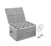 BOHEMIABY Boîte de rangement pour verres à vin avec séparateurs, boîte de rangement à vin de camping pouvant contenir 12 verres à vin, verres à cocktail, gobelets en verre à coque rigide et empilable