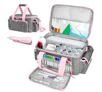 BOHEMIABY Étui de transport, organiseur de voyage pratique avec séparateurs pour accessoires et diverses fournitures, sac de transport, tissu Oxford robuste (rose gris)