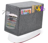 BOHEMIABY Housse de machine à coudre rigide, avec 3 poches pour accessoires de couture, 31,8 cm de haut, housse anti-poussière compatible avec la plupart des machines à coudre Brother/Singr, etc.
