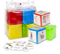 BOHEMIABY Lot de 4 grands dés de poche en mousse éducative de 9,9 cm, cubes empilables pour la maison, la salle de classe, le bricolage et l'imagination (4 pièces)