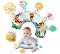 BOHEMIABY Oreiller pour bébé, oreiller doux pour nouveau-né, jouets sensoriels pour bébés, avec miroir de sécurité, fleurs colorées, poche zippée pour bébé de 0 à 24 mois