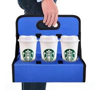 BOHEMIABY Porte-boissons avec poignée réutilisable, porte-boissons portable pour 6 tasses, porte-gobelet pliable, transporte des cocktails, sécurise en toute sécurité les boissons chaudes et froides -