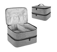 BOHEMIABY Rangement Vernis A Ongle, Couche Double Trousse Maquillage Accessoires Ongles, Malette Onglerie Organisateur 30 Bouteille(15ml) & Lampe à Ongles, Materiel Onglerie Professionnel-Gris