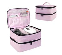 BOHEMIABY Rangement Vernis A Ongle, Couche Double Trousse Maquillage Accessoires Ongles, Malette Onglerie Organisateur 30 Bouteille(15ml) & Lampe à Ongles, Materiel Onglerie Professionnel-Rose