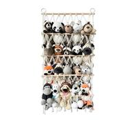 Bohemian Animal Rack - Iron Ring Animal Rack, 4 Layer Macrame Toy Organizer, Hanging Plush Storage Net, Decorative Rope Hammock with Adjustable Design | Wall Mounted for Bedroom Playroom Display
