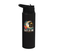 Bohemian Crescent Moon Flowers and Celestial Stars Graphic Stainless Steel Insulated Water Bottle