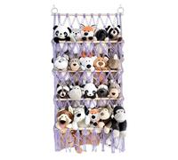 Bohemian en peluche Rack de filet d'animaux - Organisateur de jouets de macrame mural à 4 couches | Hamac de rangement en peluche réglable pour chambre de pépinière, affichage de suspension de coin bo