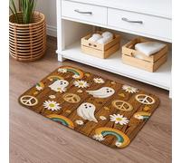 Bohemian Ghosts Tapis de bain à séchage rapide, vintage, chrysanthème, signe de paix, antidérapant, tapis de bain en mousse à mémoire de forme, lavable pour salle de bain, toilettes, toilettes