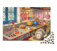 Bohemian Kitchen Puzzles 1000 Pièces Recyclé Papier Maximalism Puzzle for Garçons et Filles Amusant Cadeau et Activity for Home Great Cadeau for Childde Birthday 38x26cm/1000pièces
