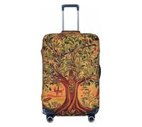 Bohemian Life Trees Housse de protection élastique pour valise Motif arbres de la jungle et animaux sauvages Anti-rayures, Noir , M