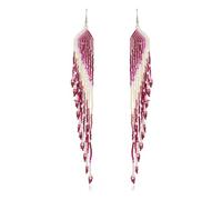 Bohemian long goudron de filet de filet enjolit en boucle d'oreille pour les femmes à la main à la main étalons perlées colorées Boho éthique de boucles d'oreilles à crochets légers