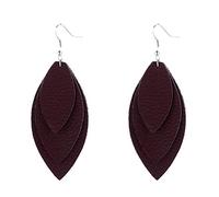 Bohemian Plume Faux cuir paillettes à trois couches Boucles d'oreilles pendantes crochet Dangle rose très pratique et populaire