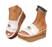 Bohemian Slide Sandals Chunky Platform Espadrilles Summer Beach Toe Loop