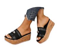 Bohemian Slide Sandals Chunky Platform Espadrilles Summer Beach Toe Loop