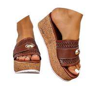 Bohemian Slide Sandals Chunky Platform Espadrilles Summer Beach Toe Loop Plates et légères