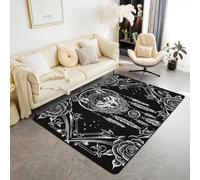 Bohemian Wolf Decorative Tapis D'Appoint 100x150,Dream Catcher Decorative Tapis Sol pour Garçon Fille Adult,Gris Noir Rose Motif Tapis Intérieur et Extérieur Western Gothique Tapis Salon Chambre Decor