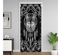 Bohemian Wolf Rideau Occultant,Dream Catcher Rideau de Séparation De Chambre 86x203 pour Adolescent Garçon Fille Adulte,Gris Noir Motif Rose Rideau de Porte Western Gothique Rideau de Porte