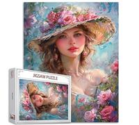 Bohemian Woman 1000 pièces Jigsaw Puzzle Fleurs Fille Jouets éducatifs pour Adultes Cadeaux Beauté Fée Puzzle 1000 pièces Jigsaw Puzzle pour Adultes Puzzle Défi Parfait pour les nuits de jeu