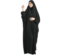 Bohen Robe de Prière Musulmane Une Pièce pour Les Femmes Abaya Islamique Moyen-Orient Dubaï Turquie Maxi Caftan avec Hijab Pleine Longueur, Bleu, Taille unique