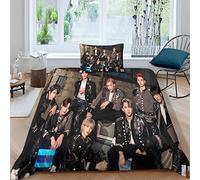 BOHHO Ensemble De Housse De Couette 3D Stray Kids Enfants errants Housse De Couette en Microfibre Douce Couette pour Chambre À Coucher pour Adolescents Et Adultes Single(135x200cm)