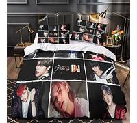 BOHHO King（220x240cm） Ensemble De Housse De Couette Stray Kids Ensembles De Housse De Couette À 3D Léger Et Doux en Microfibre pour Enfants Enfants errants Ensembles De Literie