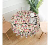 BOHHO Nappe Ronde Fil Fox Terrier Chiens Pâques Fleur Nappes Florales Couverture De Table Lavable Décor Nappes pour Cuisine Table À Manger