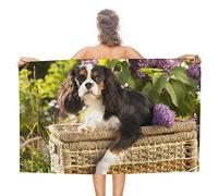 BOHHO Serviette de Bain Cavalier King Charles Spaniel Serviette de Plage à séchage Rapide absorbante Anti-Sable - Couverture de Serviette Douce et Moelleuse pour Salle de Bain, Piscine, Voyage