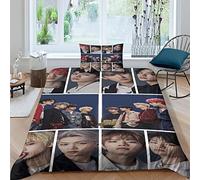 BOHHO Single(135x200cm) Ensemble De Housse De Couette Stray Kids Ensembles De Housse De Couette À 3D Léger Et Doux en Microfibre pour Enfants Enfants errants Ensembles De Literie