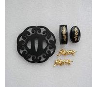BOHIHYU Tsuba Fuchi Kashira Menuki Iron (Alloy) 01-10 (TDZH08, 2.75in,3.14in)