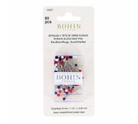 Bohin - Bohin Bleu/Rouge/Blanc (30x0.60mm) Tête de Verre Épingles - 80 Pièces