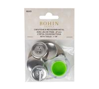Bohin Boutons Couvrir, Mixed, Argent, 27 mm, Set de 3 Pièces
