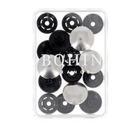 BOHIN France Boutons-Pression Métalliques - Boutons-Pression en Finition Métallique pour Projets de Couture, Plastique, Argent, 14mm - 4 Pièces