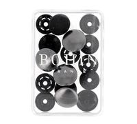 BOHIN France Boutons-Pression Métalliques - Boutons-Pression en Finition Métallique pour Projets de Couture, Plastique, Noir, 14mm - 4 Pièces