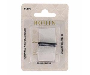 BOHIN France Recharge pour Roulette à Craie - Outil de Marquage pour Tracer des Lignes de Patron, Plis ou Boutonnières sur Tissu, Blanc - 2 Pièces