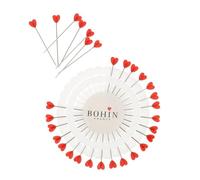 Bohin Lot de 30 épingles à tête en forme de cœur en plastique Rouge 38 x 0,60 mm