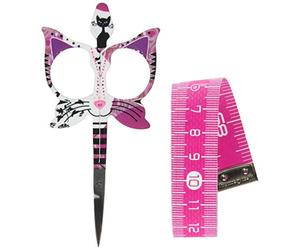 Bohin Motif chat Ciseaux Plus Mètre à ruban rose