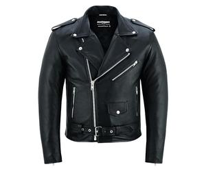 Bohmberg Veste de moto en cuir pour homme noire - Blouson classique pour motard sur la route - Style Brando rétro Café Racer - M