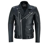 Bohmberg Veste en Cuir Véritable Modèle Maxx - Veste de Motard Noir pour Homme