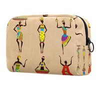 Boho Africa Trousse de toilette pour femme Motif ethnique Grande trousse de maquillage pratique avec fermeture éclair, multicolore, 18.5x7.5x13cm/7.3x3x5.1in, Trousse de toilette