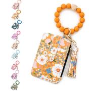 Boho Beaded Wallet with Flower Pattern, Women's Boho Style Beaded Tassel Keychain Wallet, Wristlet Wallets Card Holder Purse (Yellow)