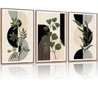Boho Botanical Canvas Wall Art Abstract Sage Green Picture Geometric Line Black Art Prints For Living Room Bedroom (70x100cmx3/Sans Cadre)