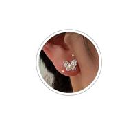 Boho Boucles D'oreilles Mariage Perle Mini Papillon Argent Petites Boucles D'oreilles Simple Dainty Smaller Cute Tiny Delicate Minimalist Cartilage Trendy Jewelry For Women