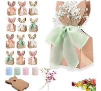 Boho Bow Goodie Bags for Egg Hunts, Easter Bunny Goodie Bags, Easter Bunny Kraft Gift Bags, Rabbit Ears Treat Bag for Classroom Treats & Thoughtful Spring Surprises (12Pcs)