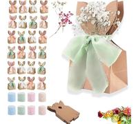 Boho Bow Goodie Bags for Egg Hunts, Easter Bunny Goodie Bags, Easter Bunny Kraft Gift Bags, Rabbit Ears Treat Bag for Classroom Treats & Thoughtful Spring Surprises (24Pcs)