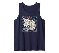Boho Cat Céleste Lune Botanique Art Populaire Nature Débardeur