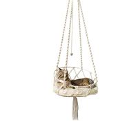 Boho Cat Swing Bed: Elegant Macrame Macrame Pendant Hammock, Labré De Soleil Confortable avec Pause Extérieure pour Le Plein Air | Lieu Haut Confortable pour Dormir Ou Grimper