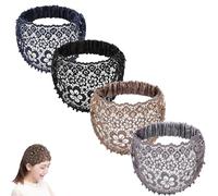 boho chic crystal and pearl headband, Boho-Chic Crystal & Pearl Embellished Wide Headbands Plum Blossom, Hollow Elegant Floral Beaded Lace Head Coverings for chics (4 PCS #1+#2+#3+#4)