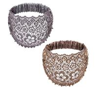 Boho-Chic Crystal & Pearl Embellished Elegant Floral Beaded Wide Headbands, Boho Chic Headband for Women (2PCS-C)
